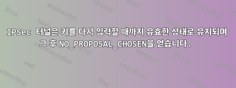 IPSec 터널은 키를 다시 입력할 때까지 유효한 상태로 유지되며 그 후 NO_PROPOSAL_CHOSEN을 얻습니다.