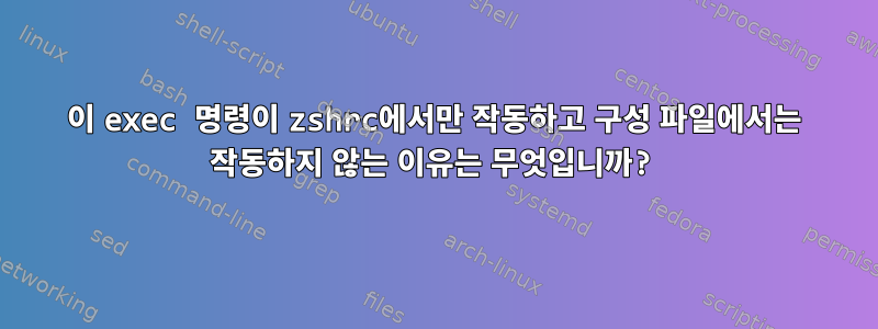 이 exec 명령이 zshrc에서만 작동하고 구성 파일에서는 작동하지 않는 이유는 무엇입니까?