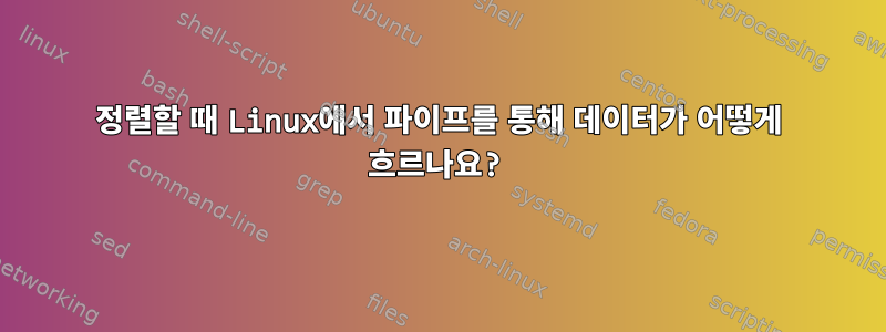 정렬할 때 Linux에서 파이프를 통해 데이터가 어떻게 흐르나요?