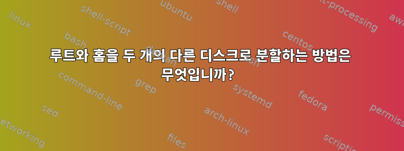 루트와 홈을 두 개의 다른 디스크로 분할하는 방법은 무엇입니까?