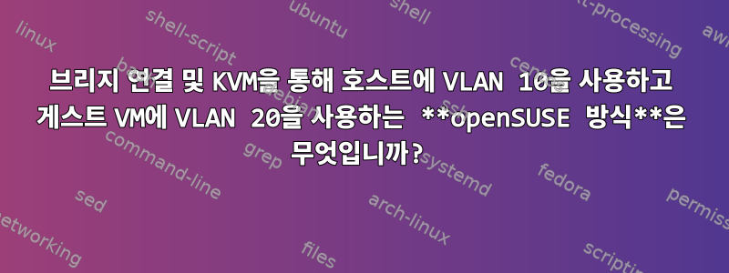 브리지 연결 및 KVM을 통해 호스트에 VLAN 10을 사용하고 게스트 VM에 VLAN 20을 사용하는 **openSUSE 방식**은 무엇입니까?