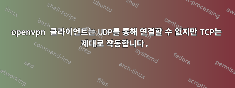 openvpn 클라이언트는 UDP를 통해 연결할 수 없지만 TCP는 제대로 작동합니다.