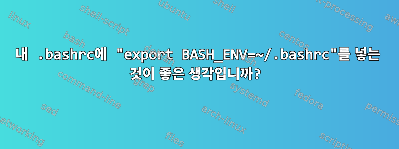 내 .bashrc에 "export BASH_ENV=~/.bashrc"를 넣는 것이 좋은 생각입니까?