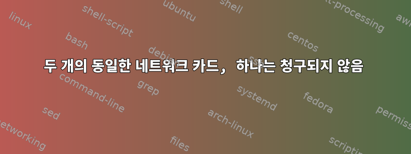 두 개의 동일한 네트워크 카드, 하나는 청구되지 않음