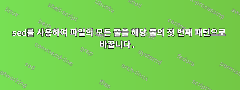 sed를 사용하여 파일의 모든 줄을 해당 줄의 첫 번째 패턴으로 바꿉니다.