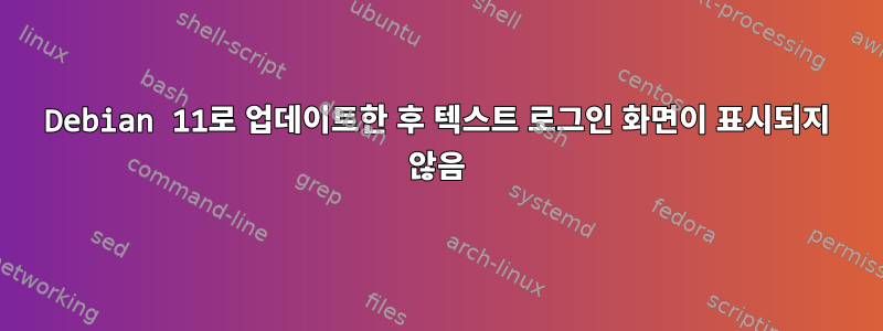 Debian 11로 업데이트한 후 텍스트 로그인 화면이 표시되지 않음