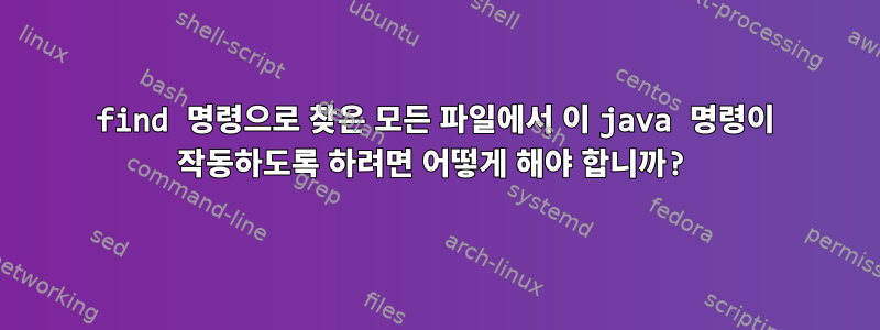 find 명령으로 찾은 모든 파일에서 이 java 명령이 작동하도록 하려면 어떻게 해야 합니까?