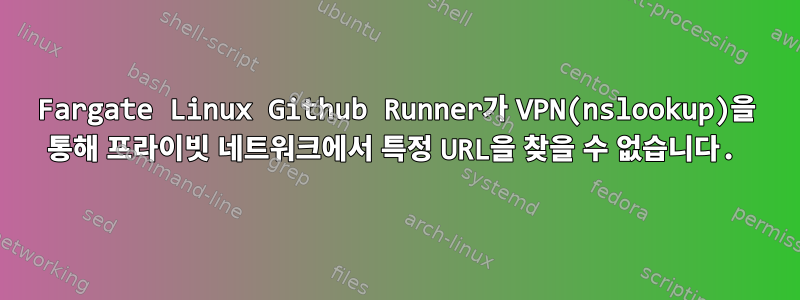 Fargate Linux Github Runner가 VPN(nslookup)을 통해 프라이빗 네트워크에서 특정 URL을 찾을 수 없습니다.