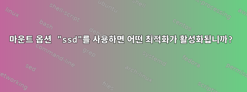 마운트 옵션 "ssd"를 사용하면 어떤 최적화가 활성화됩니까?