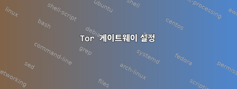 Tor 게이트웨이 설정