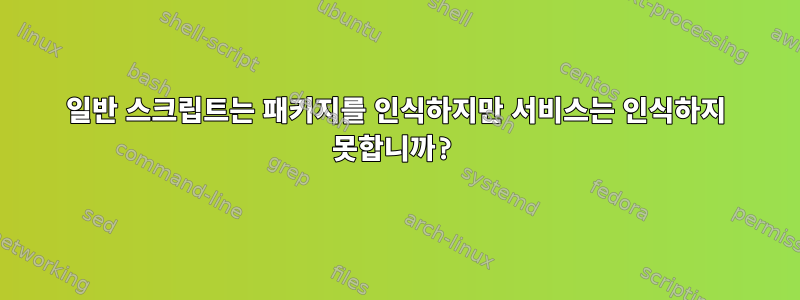 일반 스크립트는 패키지를 인식하지만 서비스는 인식하지 못합니까?