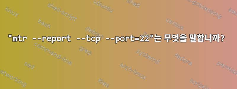 "mtr --report --tcp --port=22"는 무엇을 말합니까?