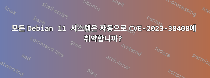 모든 Debian 11 시스템은 자동으로 CVE-2023-38408에 취약합니까?