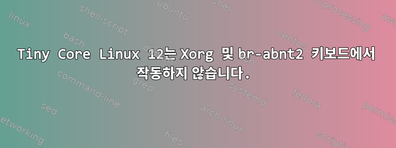 Tiny Core Linux 12는 Xorg 및 br-abnt2 키보드에서 작동하지 않습니다.