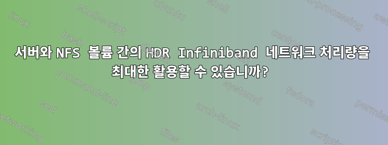 서버와 NFS 볼륨 간의 HDR Infiniband 네트워크 처리량을 최대한 활용할 수 있습니까?