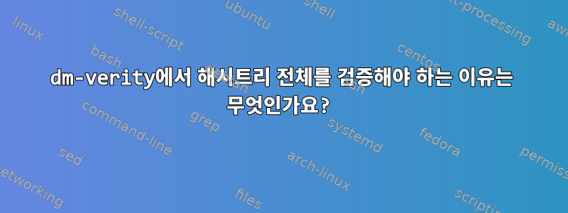 dm-verity에서 해시트리 전체를 검증해야 하는 이유는 무엇인가요?