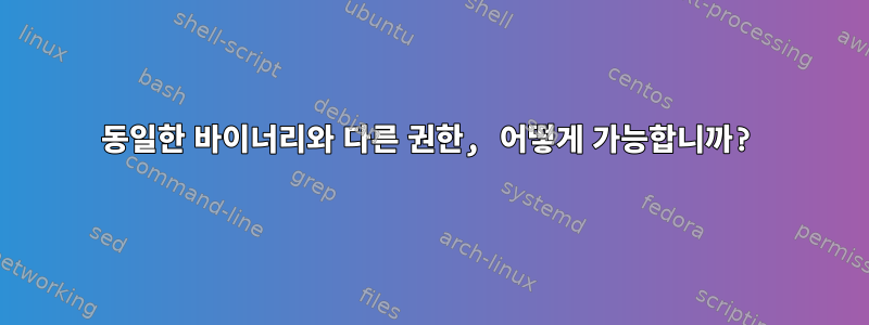 동일한 바이너리와 다른 권한, 어떻게 가능합니까?