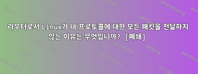 라우터로서 Linux가 내 프로토콜에 대한 모든 패킷을 전달하지 않는 이유는 무엇입니까? [폐쇄]