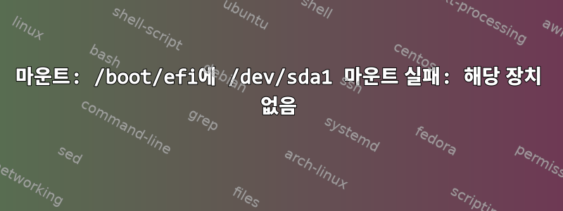 마운트: /boot/efi에 /dev/sda1 마운트 실패: 해당 장치 없음