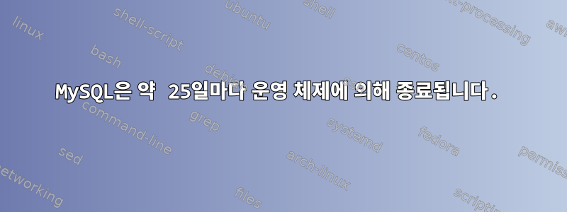 MySQL은 약 25일마다 운영 체제에 의해 종료됩니다.