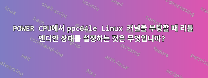 POWER CPU에서 ppc64le Linux 커널을 부팅할 때 리틀 엔디안 상태를 설정하는 것은 무엇입니까?