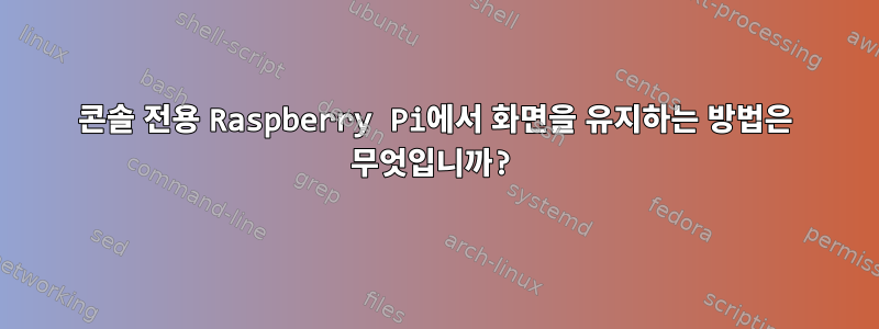 콘솔 전용 Raspberry Pi에서 화면을 유지하는 방법은 무엇입니까?