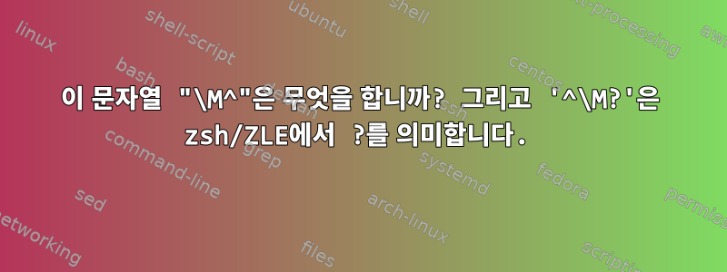 이 문자열 "\M^"은 무엇을 합니까? 그리고 '^\M?'은 zsh/ZLE에서 ?를 의미합니다.