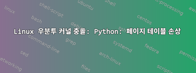 Linux 우분투 커널 충돌: Python: 페이지 테이블 손상