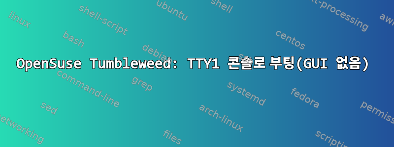 OpenSuse Tumbleweed: TTY1 콘솔로 부팅(GUI 없음)