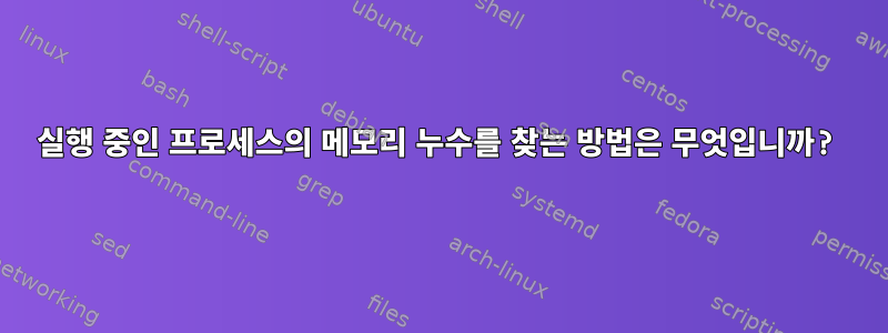 실행 중인 프로세스의 메모리 누수를 찾는 방법은 무엇입니까?