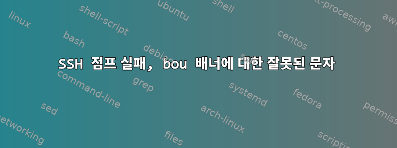 SSH 점프 실패, bou 배너에 대한 잘못된 문자