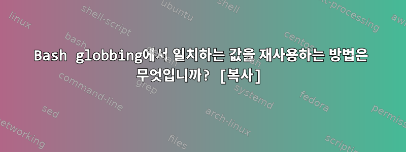 Bash globbing에서 일치하는 값을 재사용하는 방법은 무엇입니까? [복사]