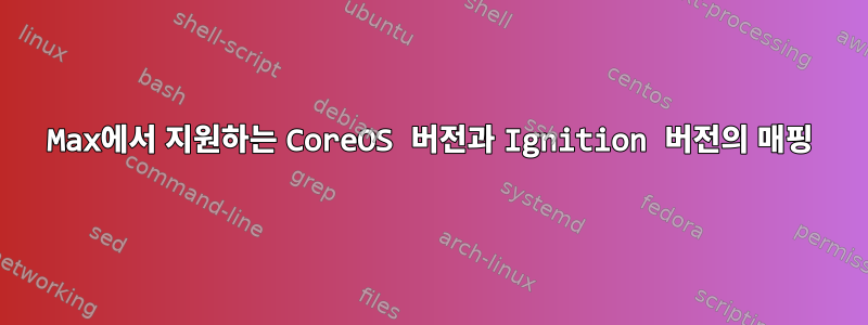 Max에서 지원하는 CoreOS 버전과 Ignition 버전의 매핑