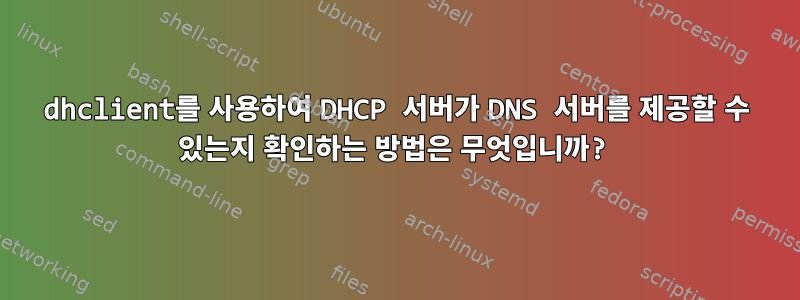 dhclient를 사용하여 DHCP 서버가 DNS 서버를 제공할 수 있는지 확인하는 방법은 무엇입니까?