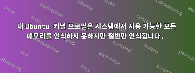 내 Ubuntu 커널 프로필은 시스템에서 사용 가능한 모든 메모리를 인식하지 못하지만 절반만 ​​인식합니다.