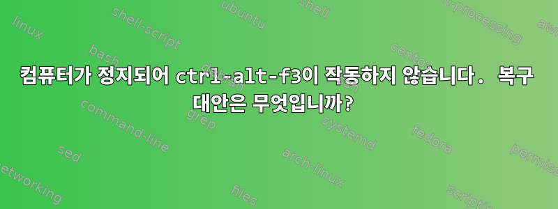 컴퓨터가 정지되어 ctrl-alt-f3이 작동하지 않습니다. 복구 대안은 무엇입니까?