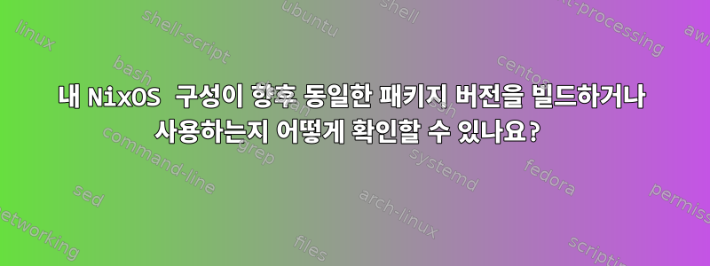 내 NixOS 구성이 향후 동일한 패키지 버전을 빌드하거나 사용하는지 어떻게 확인할 수 있나요?