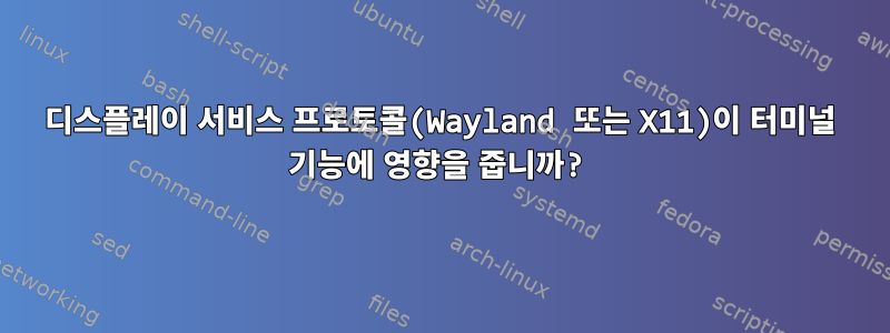 디스플레이 서비스 프로토콜(Wayland 또는 X11)이 터미널 기능에 영향을 줍니까?