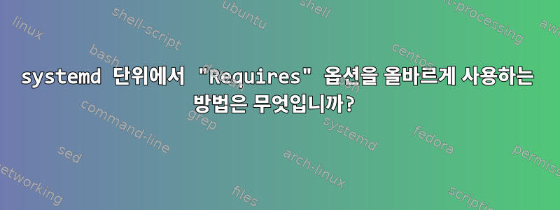 systemd 단위에서 "Requires" 옵션을 올바르게 사용하는 방법은 무엇입니까?