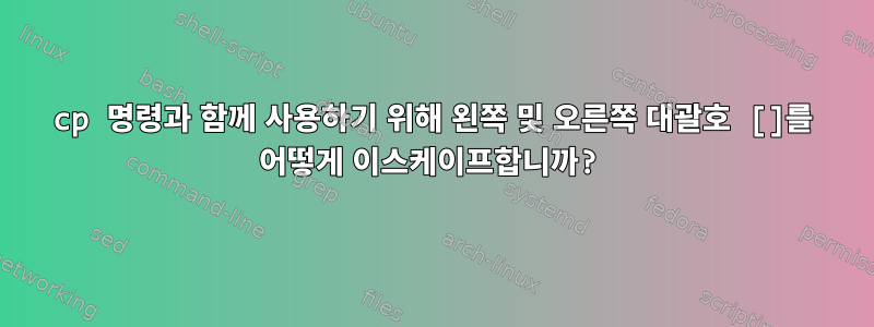 cp 명령과 함께 사용하기 위해 왼쪽 및 오른쪽 대괄호 []를 어떻게 이스케이프합니까?