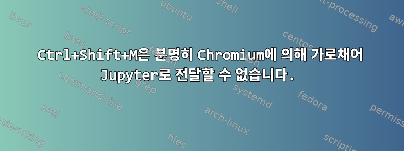 Ctrl+Shift+M은 분명히 Chromium에 의해 가로채어 Jupyter로 전달할 수 없습니다.