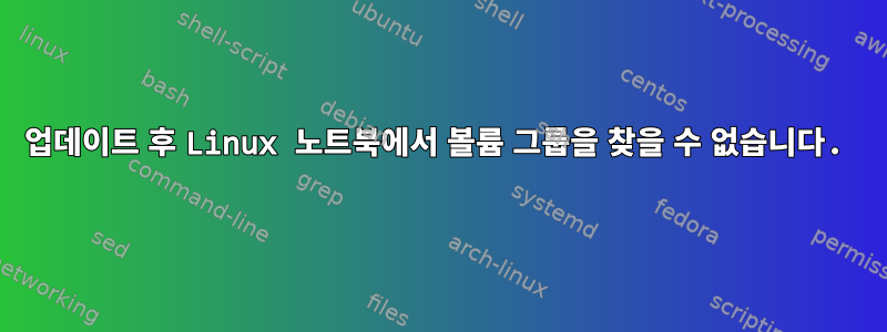 업데이트 후 Linux 노트북에서 볼륨 그룹을 찾을 수 없습니다.