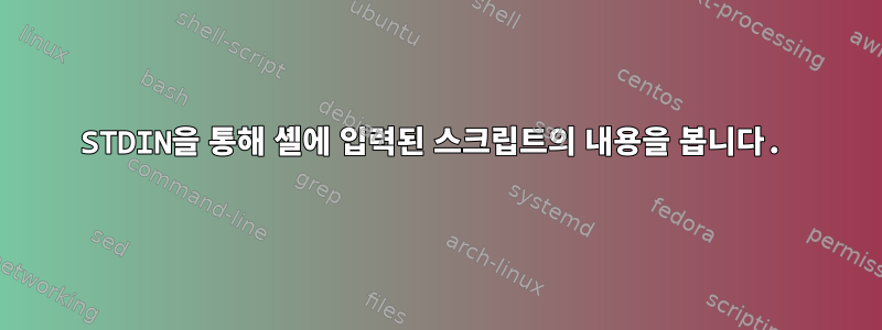 STDIN을 통해 셸에 입력된 스크립트의 내용을 봅니다.