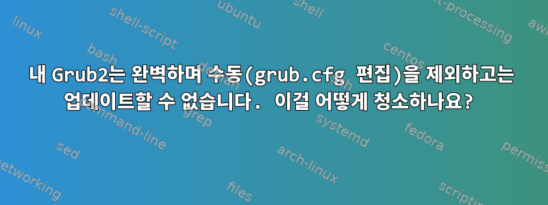 내 Grub2는 완벽하며 수동(grub.cfg 편집)을 제외하고는 업데이트할 수 없습니다. 이걸 어떻게 청소하나요?