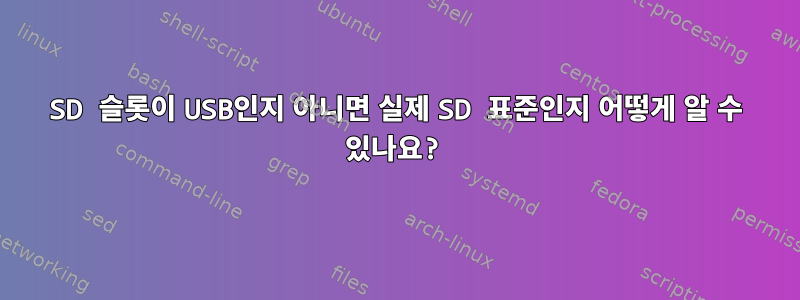 SD 슬롯이 USB인지 아니면 실제 SD 표준인지 어떻게 알 수 있나요?