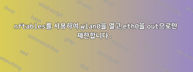 nftables를 사용하여 wlan0을 열고 eth0을 out으로만 제한합니다.