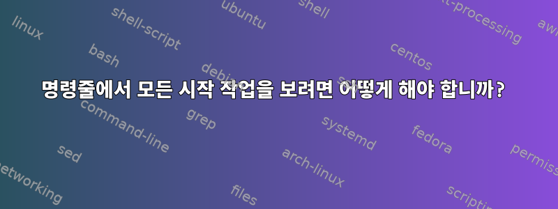 명령줄에서 모든 시작 작업을 보려면 어떻게 해야 합니까?