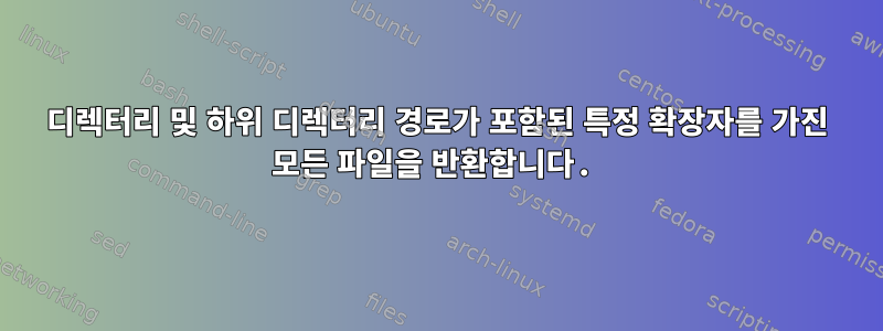 디렉터리 및 하위 디렉터리 경로가 포함된 특정 확장자를 가진 모든 파일을 반환합니다.