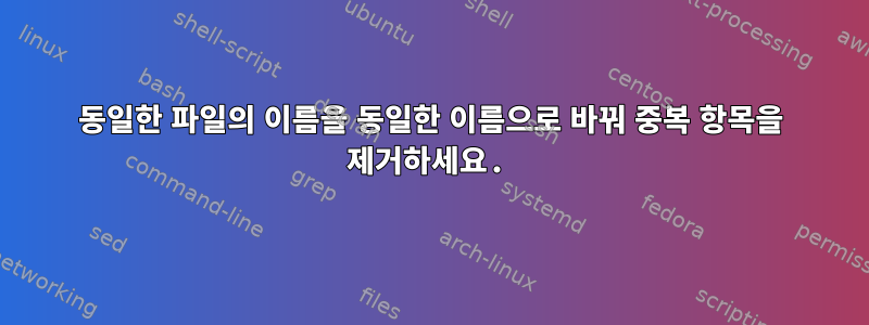 동일한 파일의 이름을 동일한 이름으로 바꿔 중복 항목을 제거하세요.