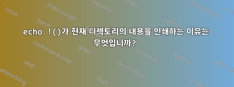 echo !()가 현재 디렉토리의 내용을 인쇄하는 이유는 무엇입니까?